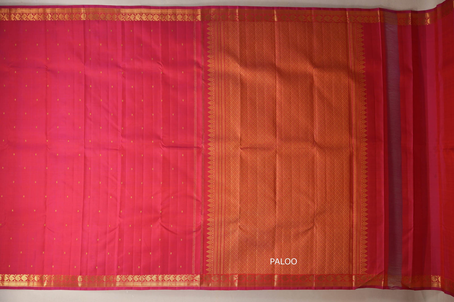 Rani Pink Vintage Kanjivaram Silk Saree by Shreenivas Silks paloo