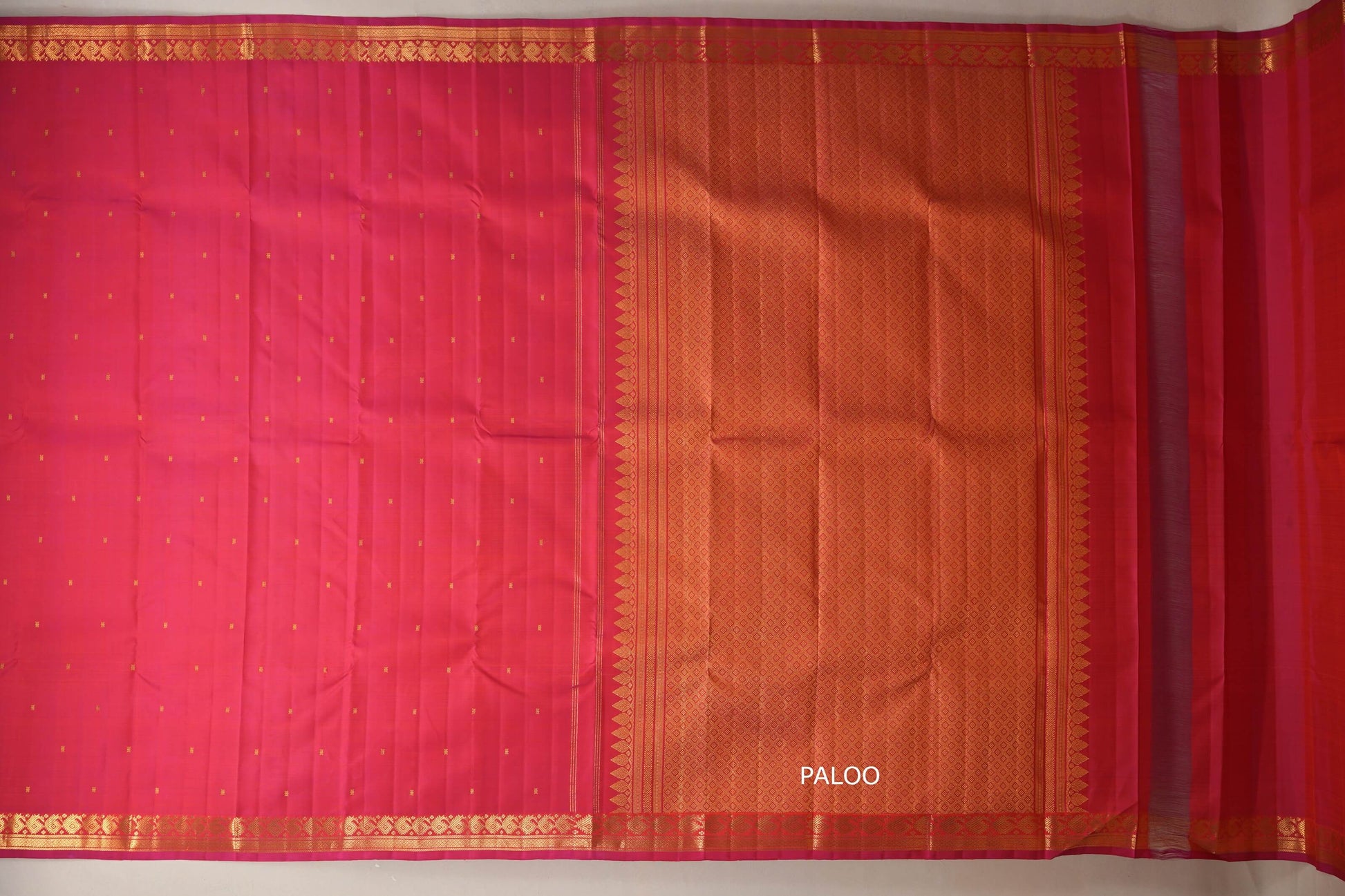 Rani Pink Vintage Kanjivaram Silk Saree by Shreenivas Silks paloo