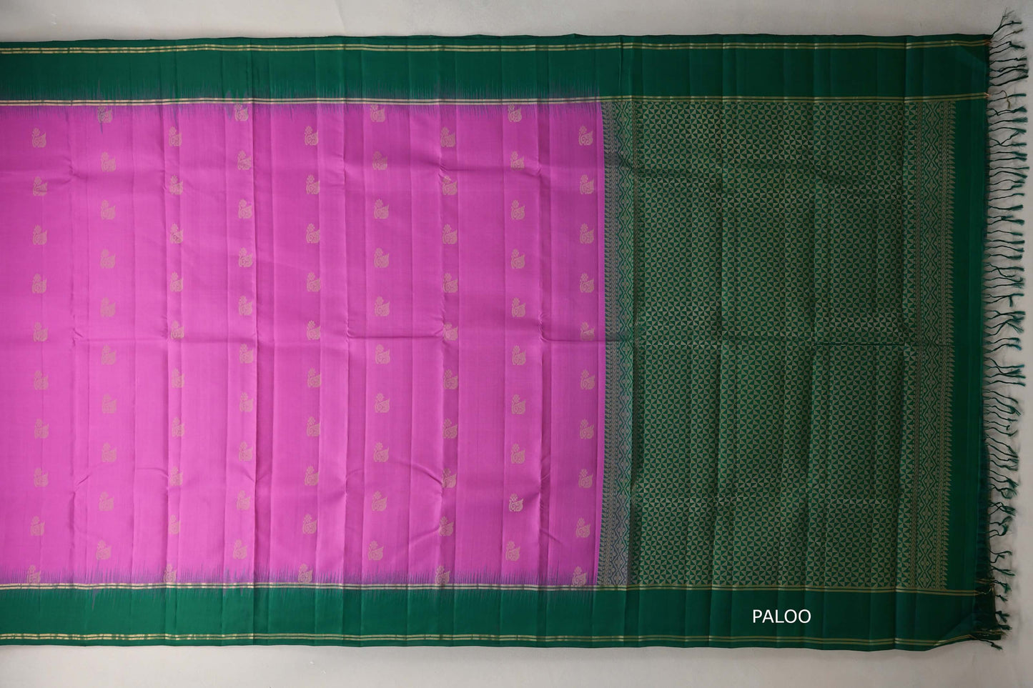 Amarnath pink with Forest Green borders Light Weight Kanjivaram Silk Saree SS9841