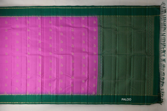 Amarnath pink with Forest Green borders Light Weight Kanjivaram Silk Saree SS9841