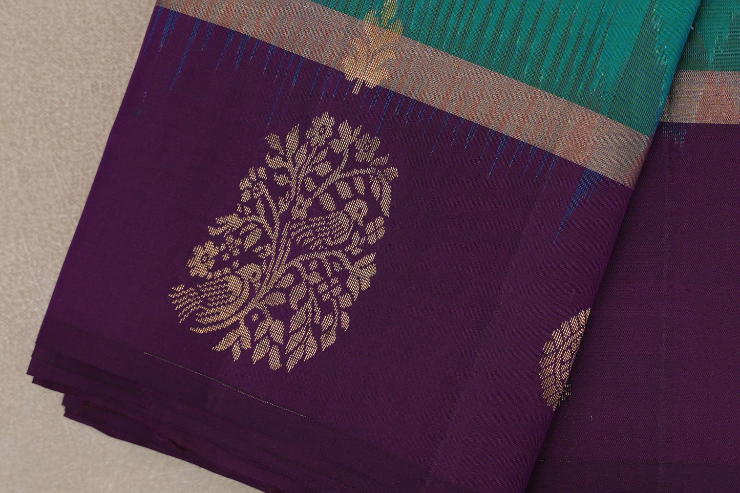 Dual Tone of Green and Blue Light Weight Kanjivaram Silk Saree SS9842