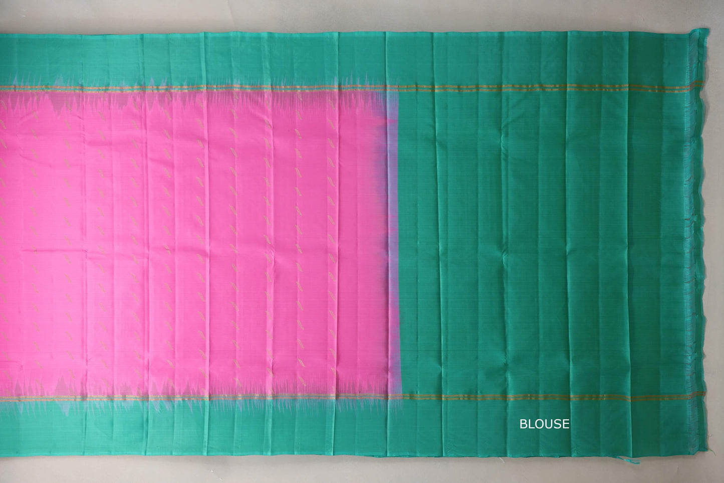 Bright pink with Rama Green borders Light Weight Kanjivaram Silk Saree SS9844