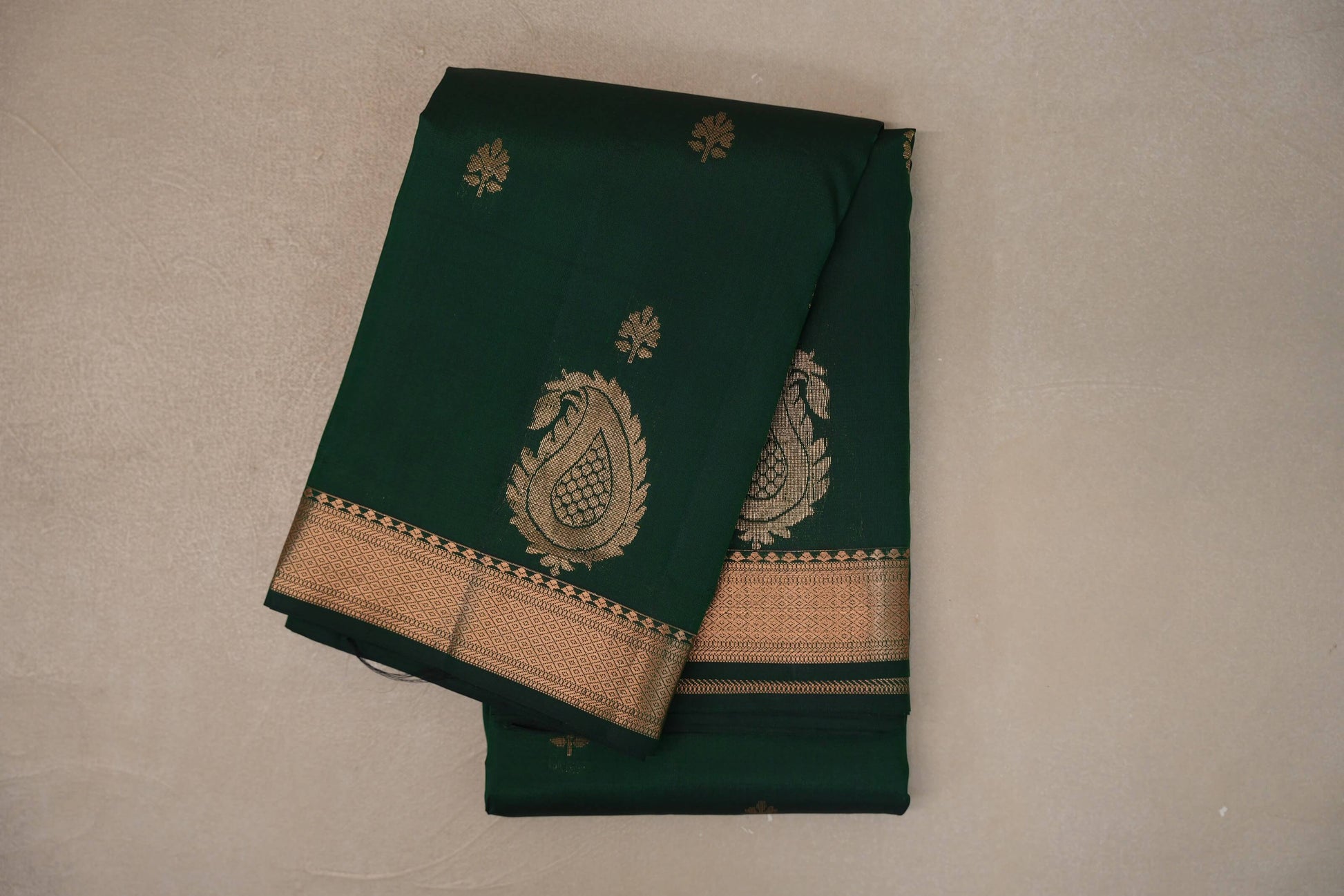 Deep bottle green Light Weight Kanjivaram Silk Saree