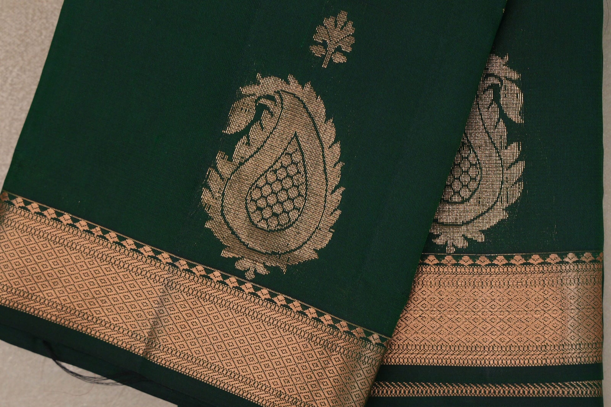  Deep bottle green Light Weight Kanjivaram Silk Saree border