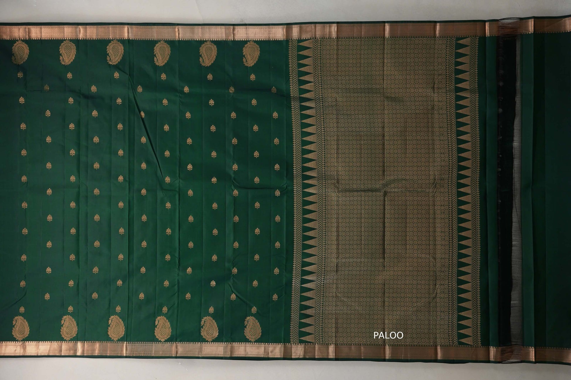Deep bottle green Light Weight Kanjivaram Silk Saree