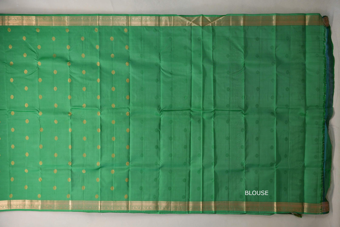 Light Parrot Green Light Weight Kanjivaram Silk Saree blouse