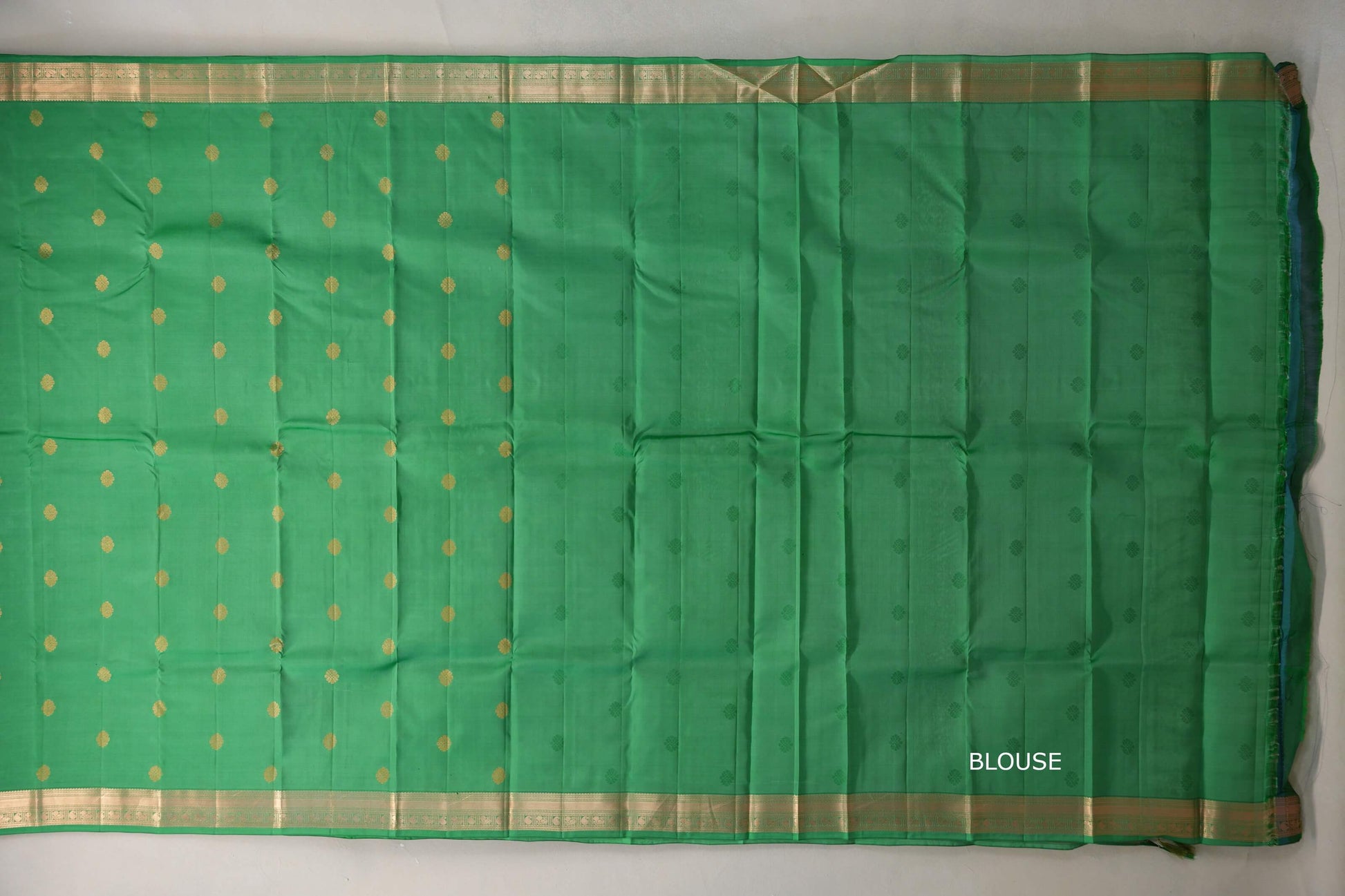 Light Parrot Green Light Weight Kanjivaram Silk Saree blouse
