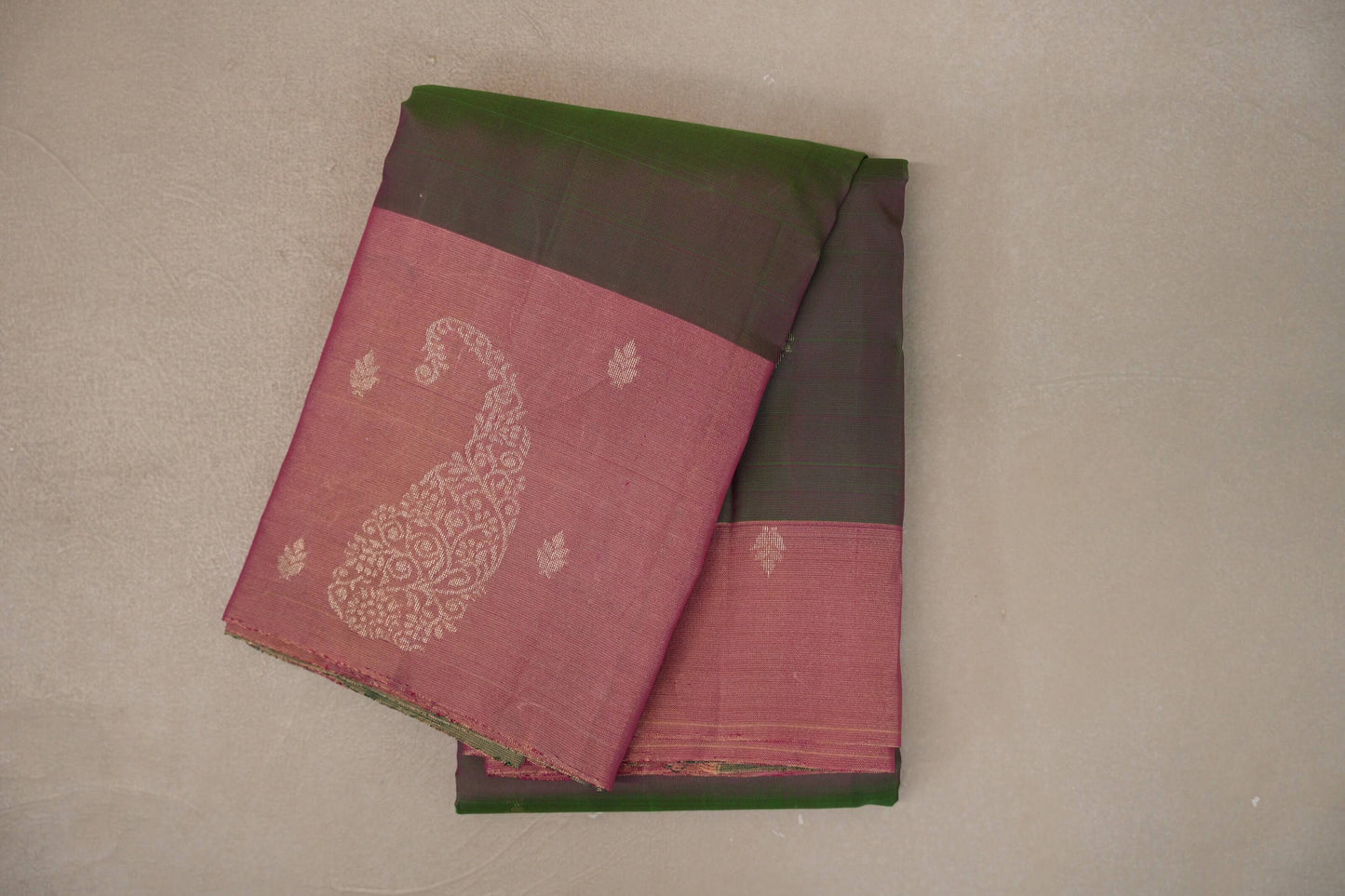 Dual Tone of Pink & Green Light Weight Kanjivaram Silk Saree