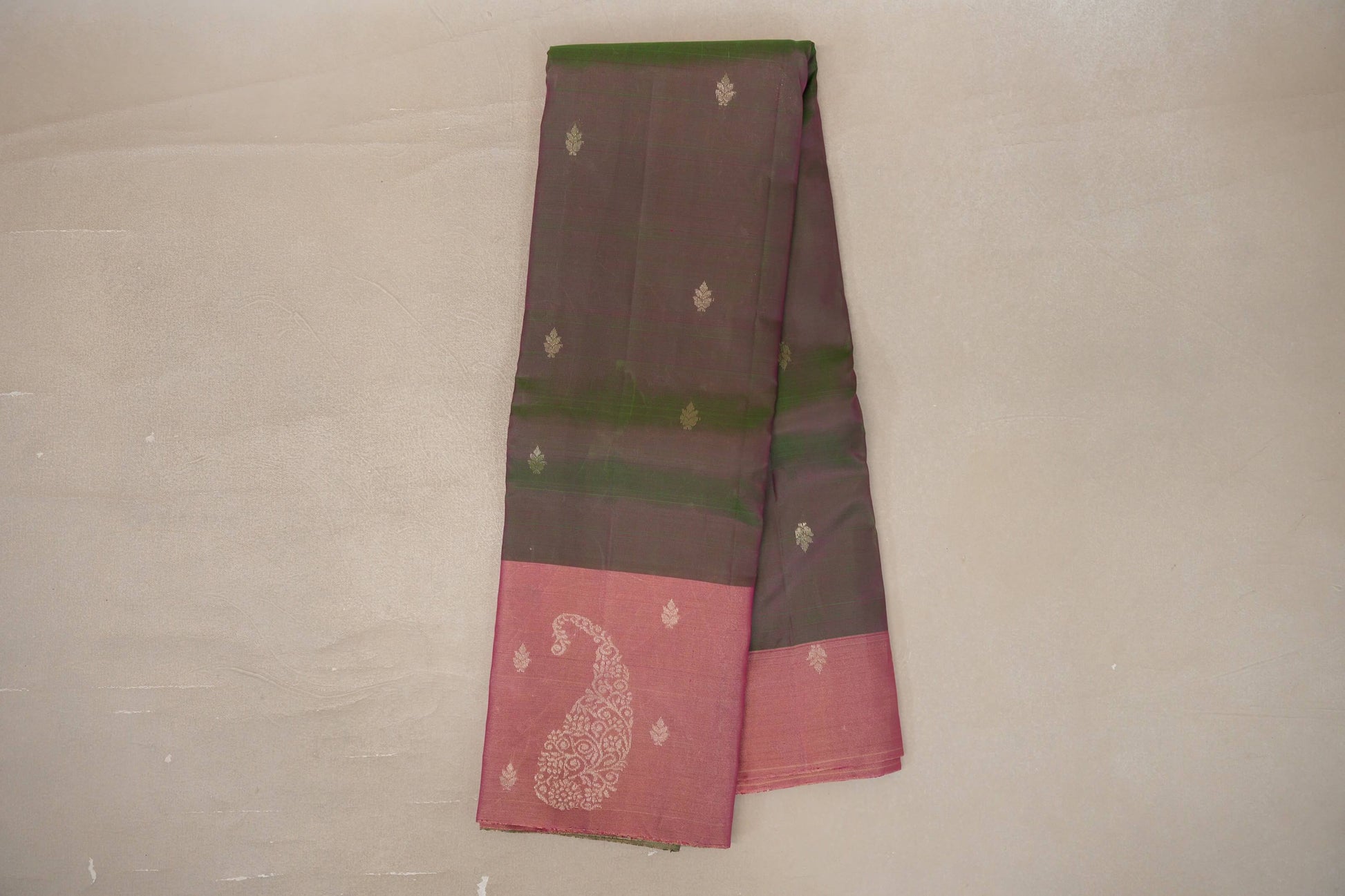 Dual Tone of Pink & Green Light Weight Kanjivaram Silk Saree
