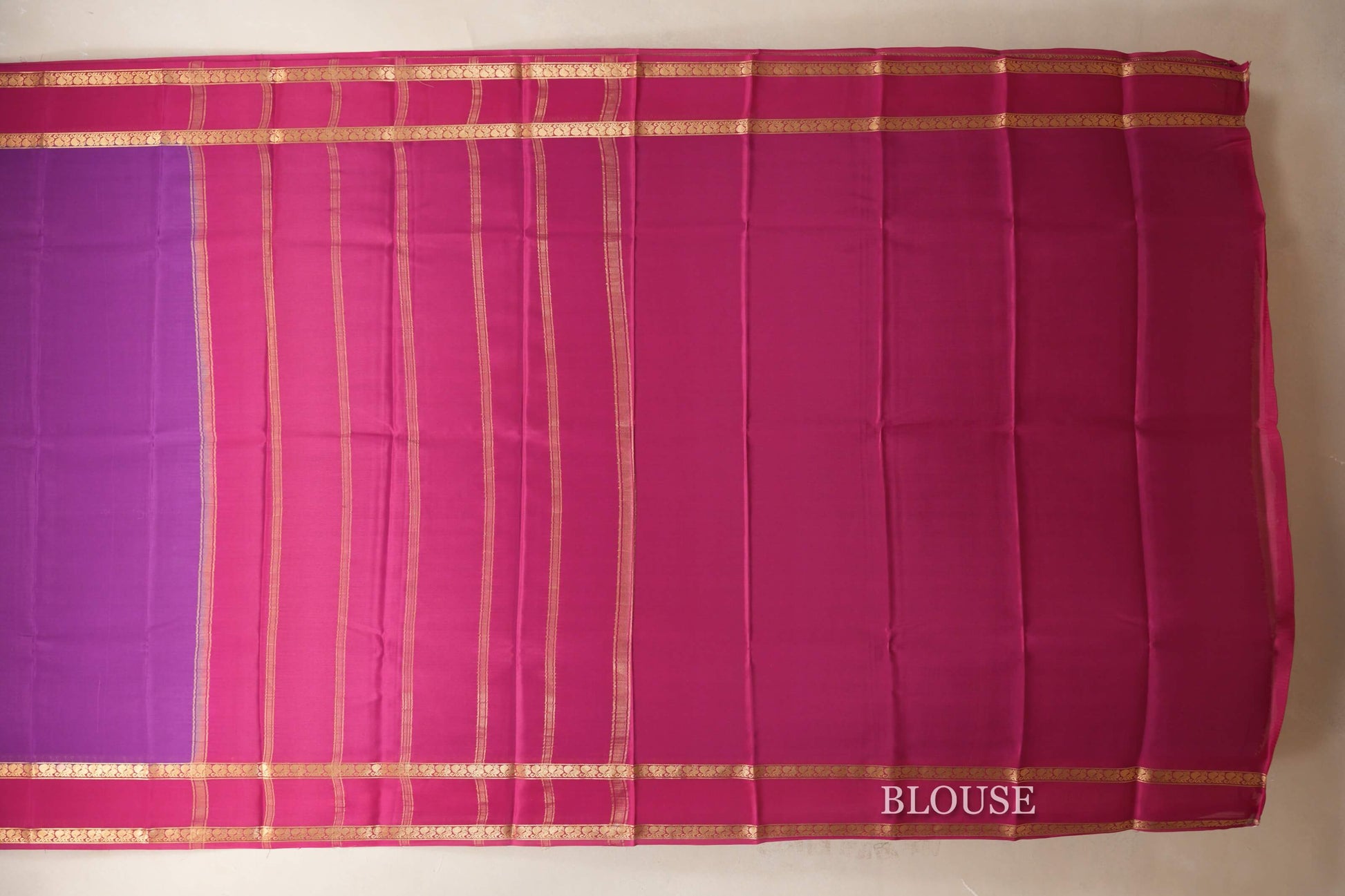 Purple with Magenta Borders Mysore Silk Saree  blouse