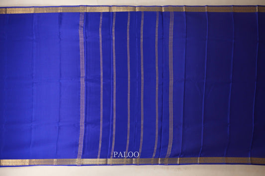 Deep Royal Blue Mysore Silk Saree  paloo