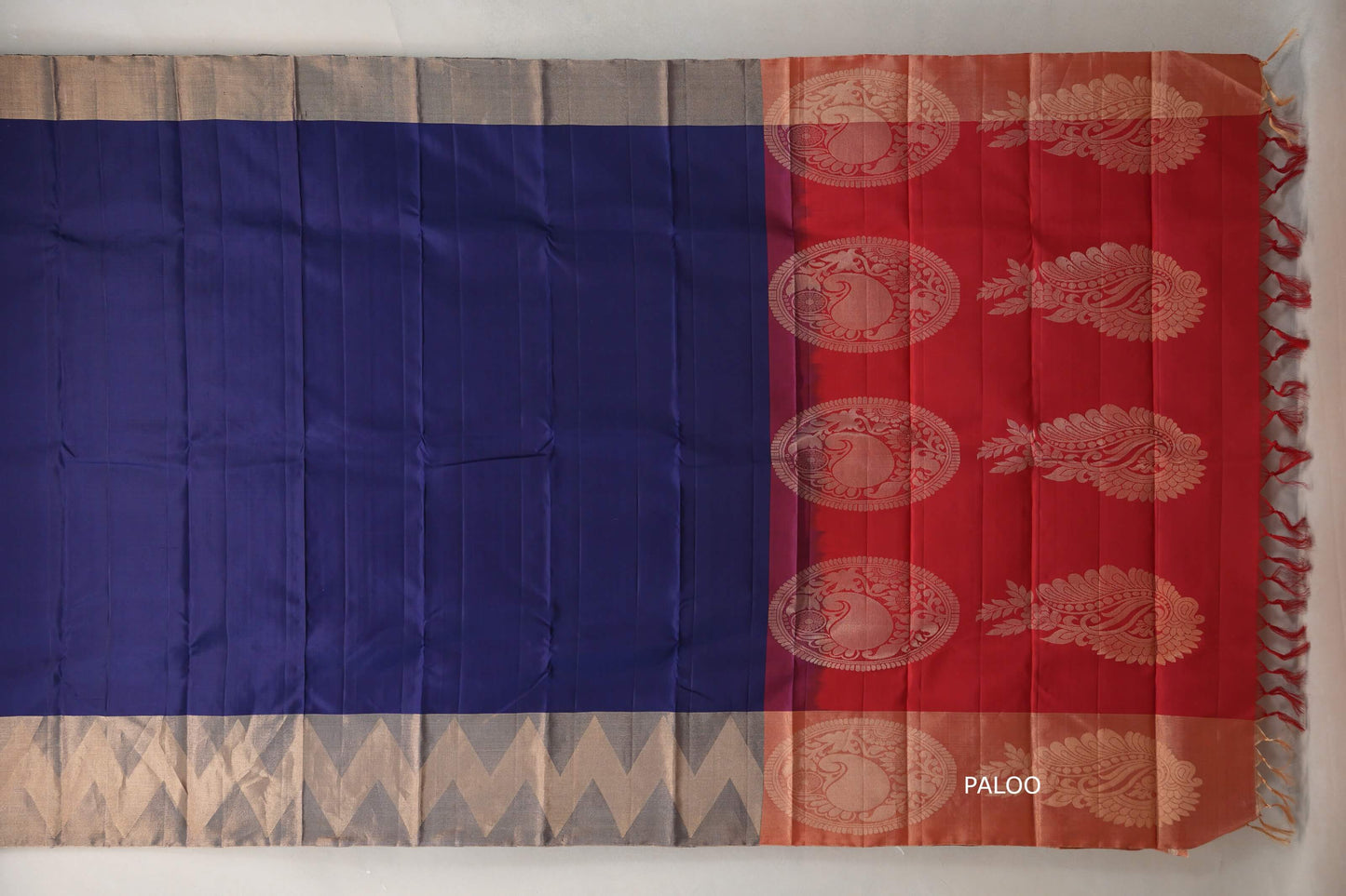 Navy Blue Light Weight Kanjivaram Silk Saree paloo