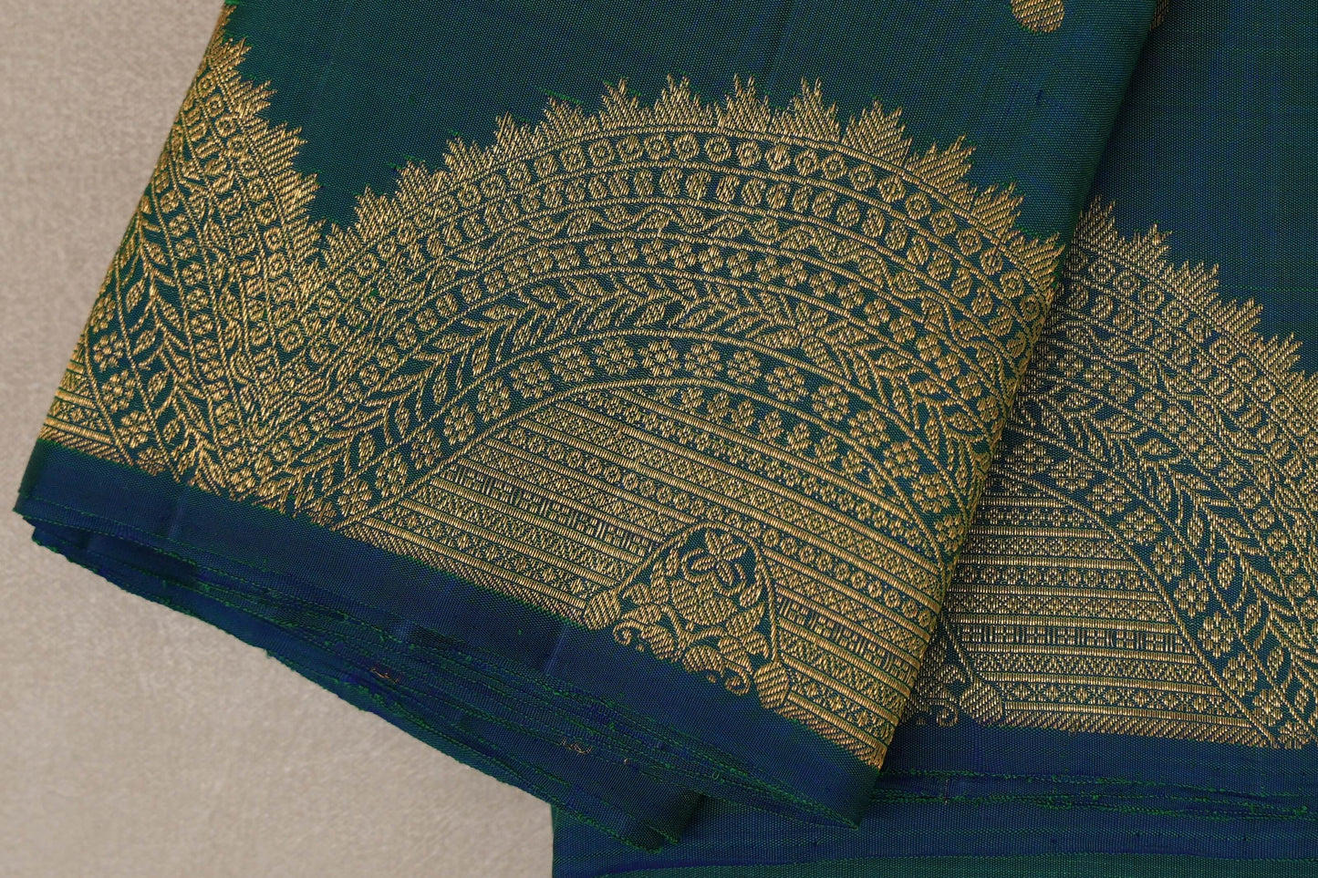 Peacock Blue Plant Based Kanjivaram Silk Saree border