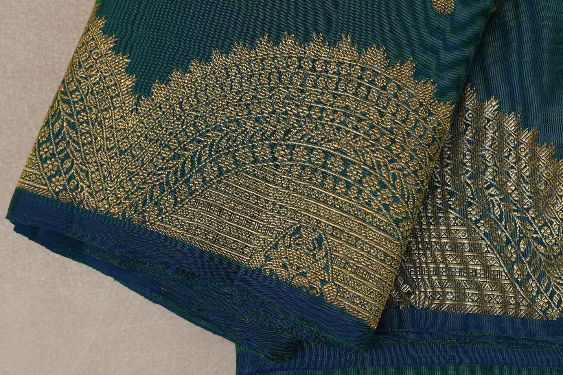 Peacock Blue Plant Based Kanjivaram Silk Saree border