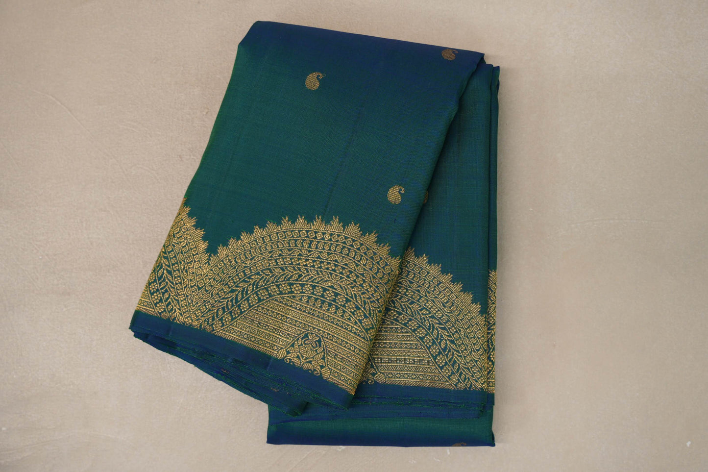 Peacock Blue Plant Based Kanjivaram Silk Saree