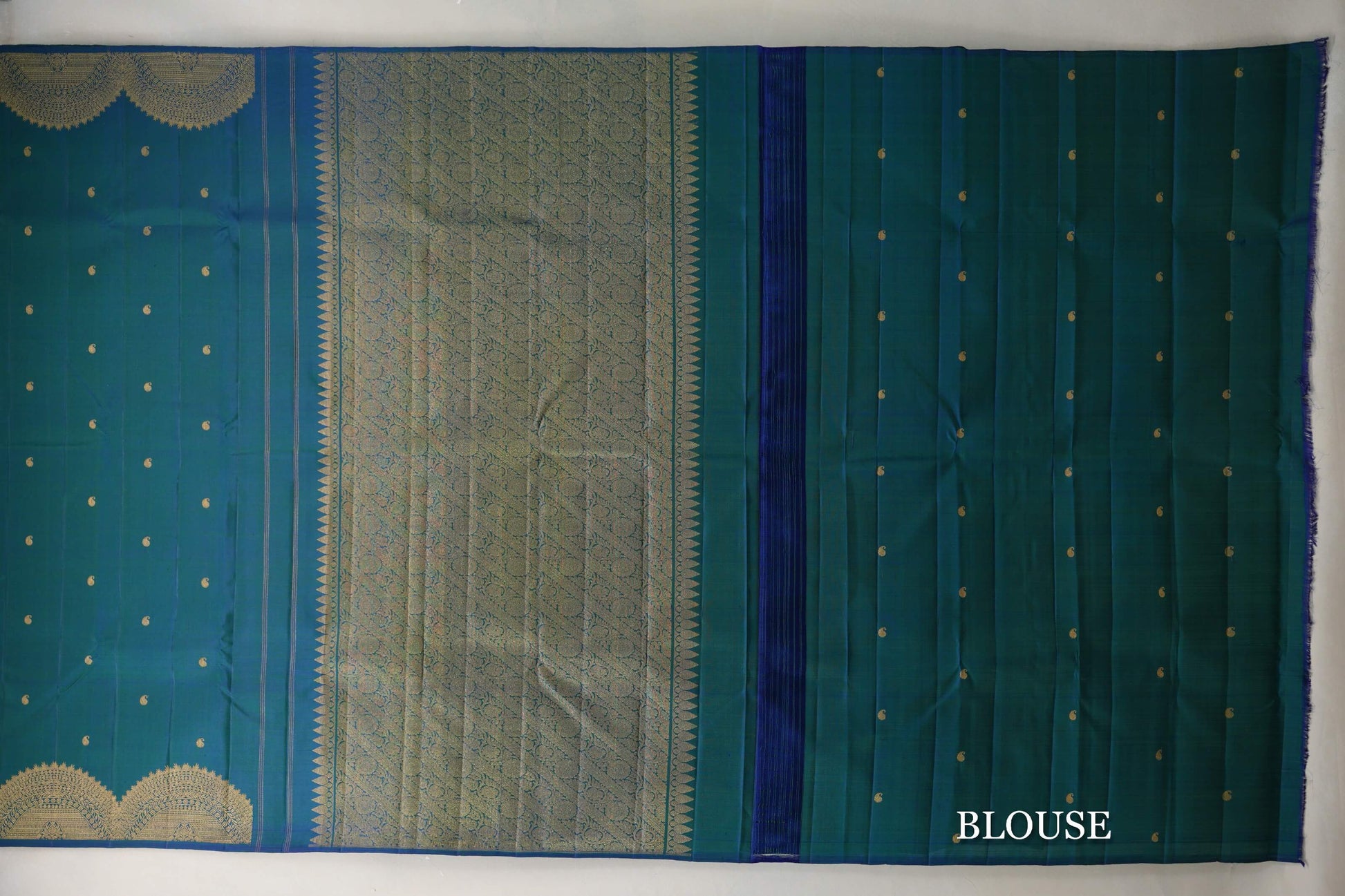 Peacock Blue Plant Based Kanjivaram Silk Saree blouse