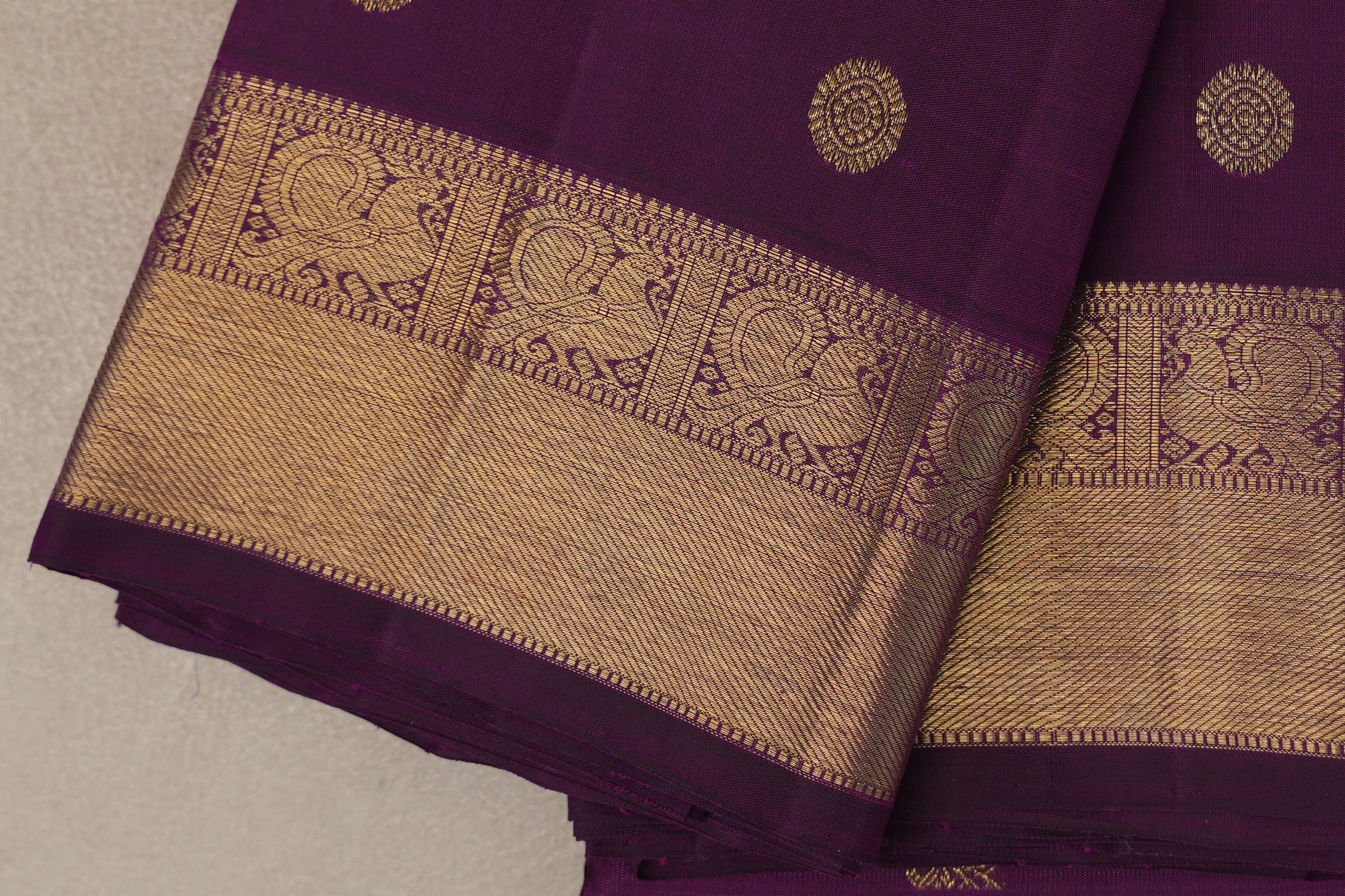 Deep Magenta Vintage Heirloom Kanjivaram Silk Saree border