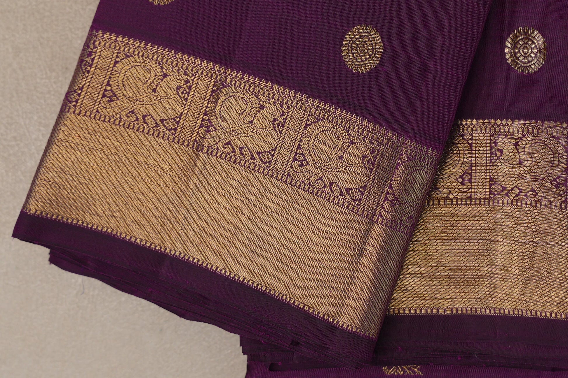 Deep Magenta Vintage Heirloom Kanjivaram Silk Saree border