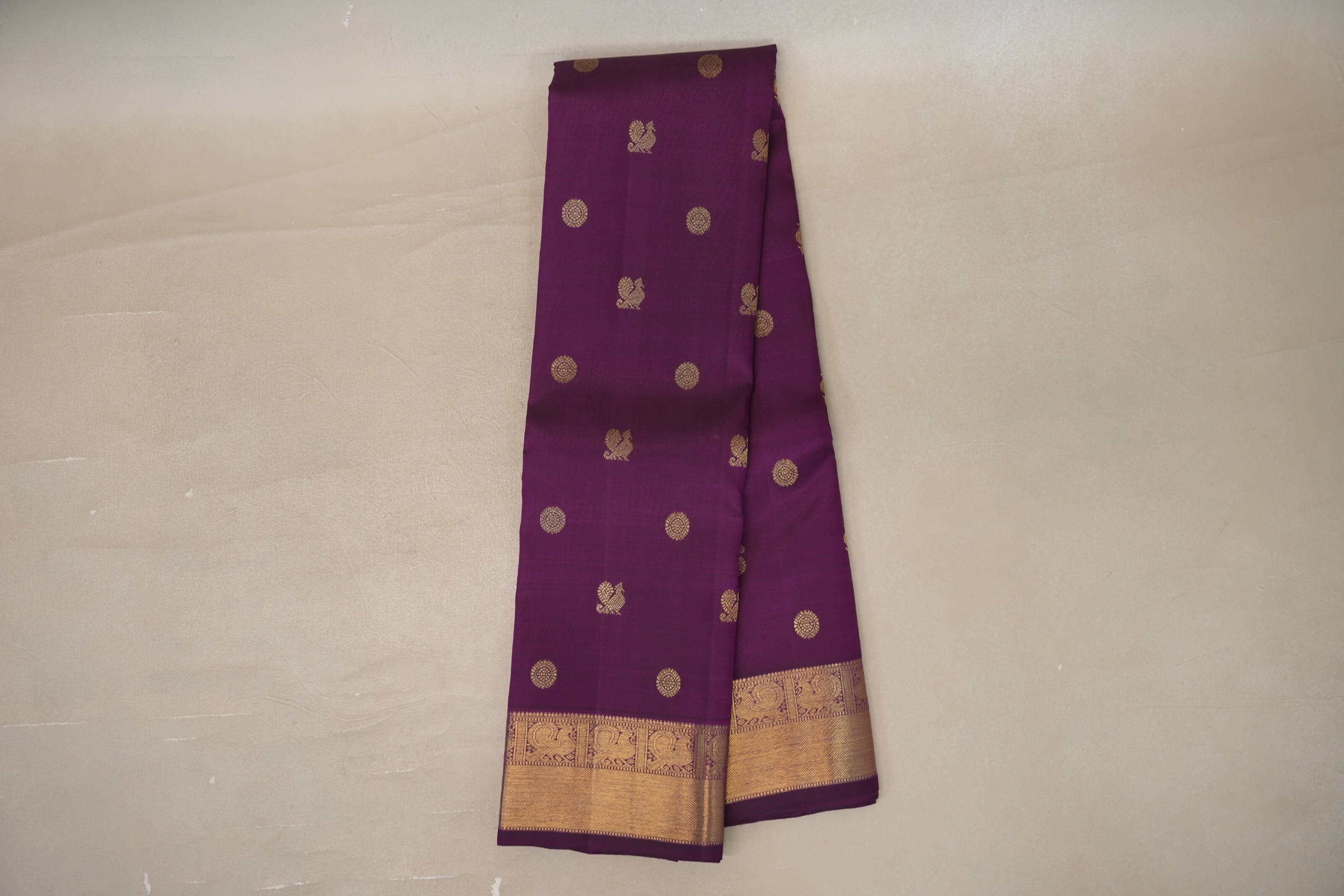 Online Deep Magenta Vintage Heirloom Kanjivaram Silk Saree