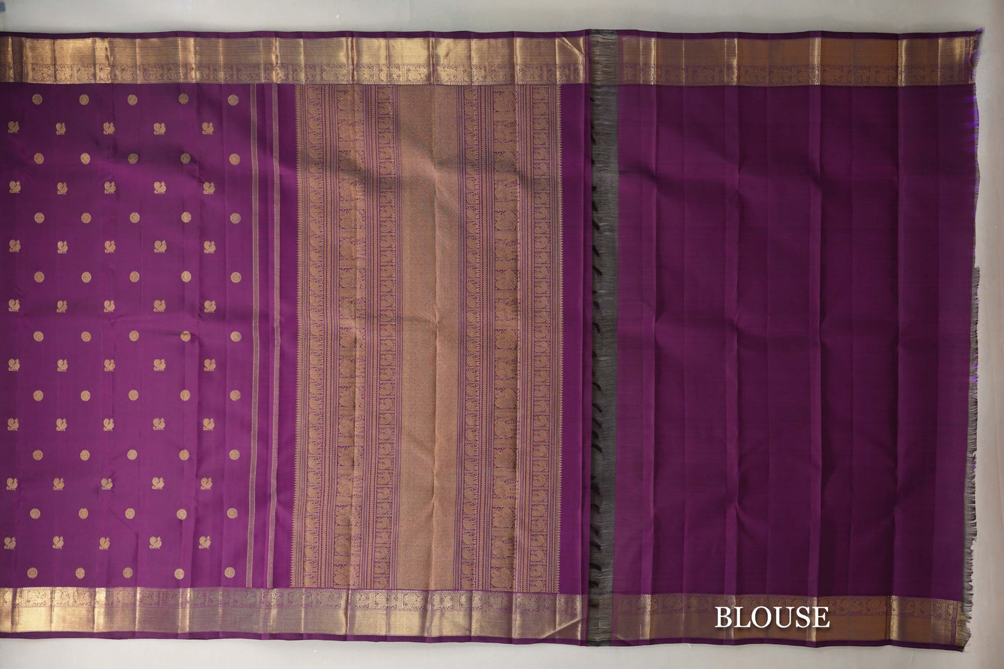 Deep Magenta Vintage Heirloom Kanjivaram Silk Saree blouse