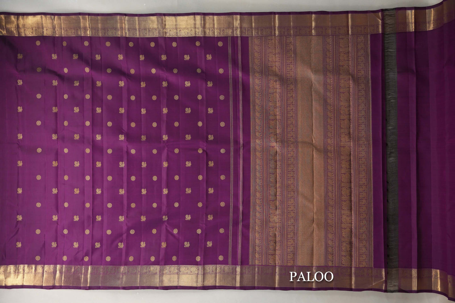 Deep Magenta Vintage Heirloom Kanjivaram Silk Saree paloo
