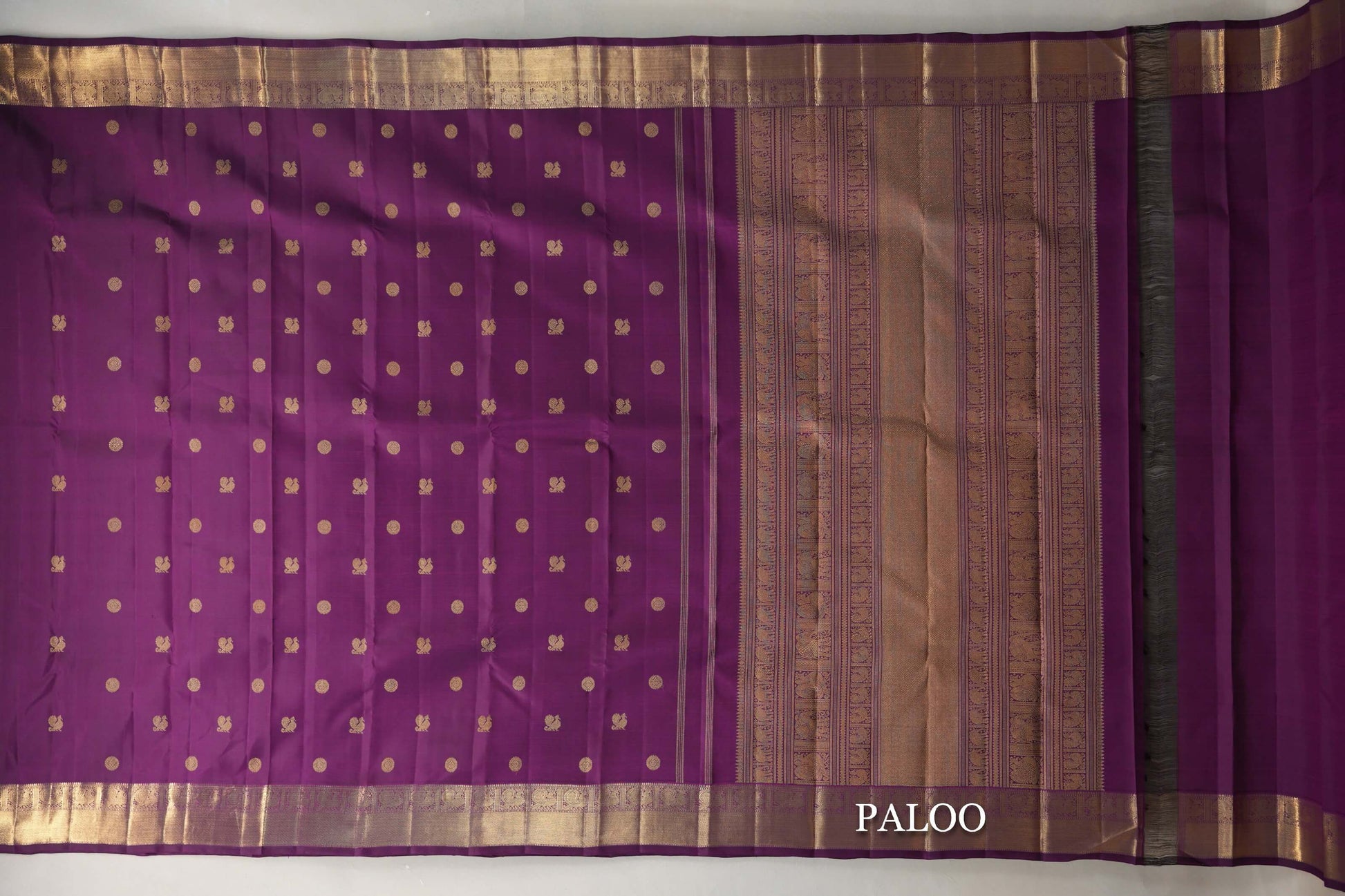 Deep Magenta Vintage Heirloom Kanjivaram Silk Saree paloo