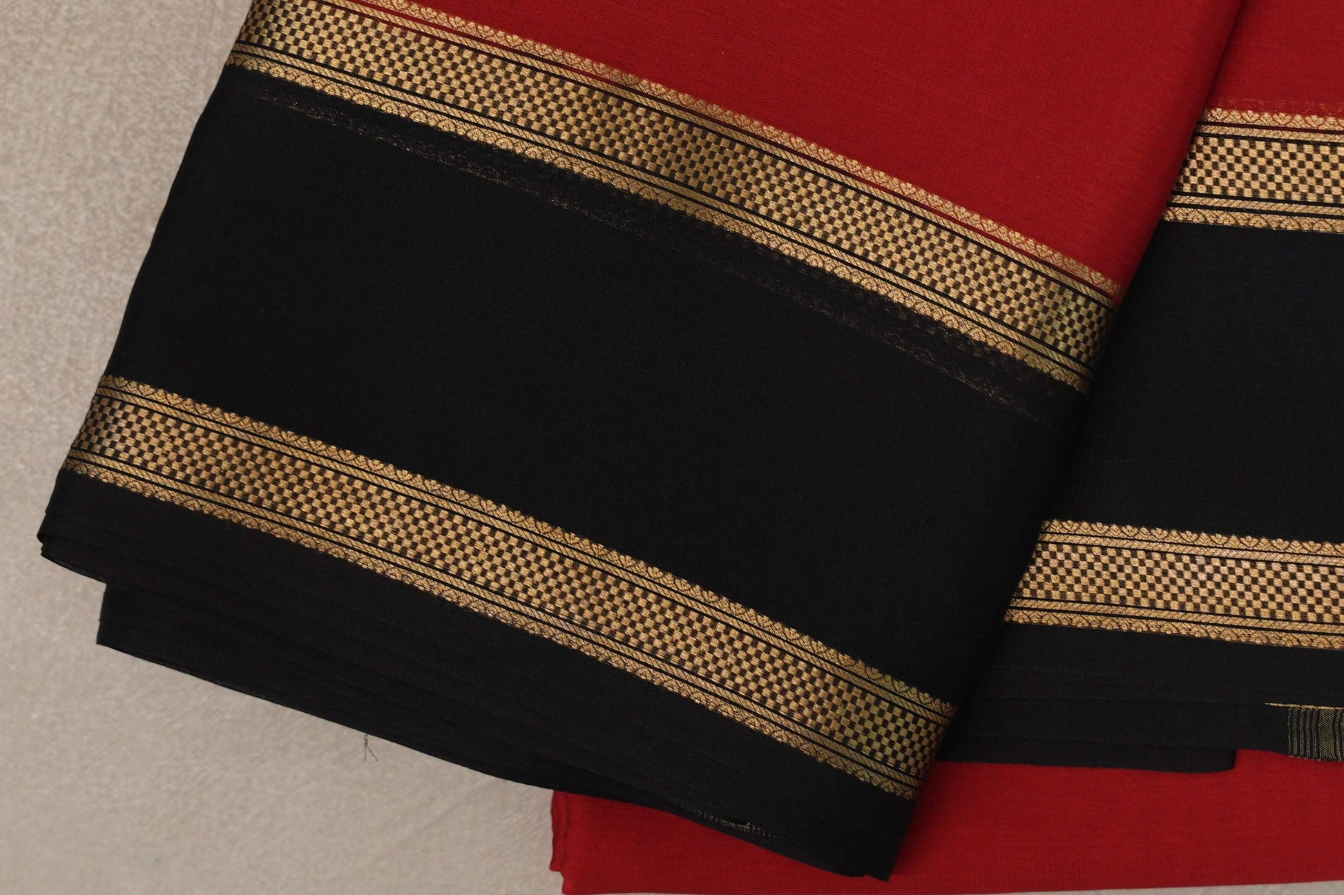 Bright Red Mysore Silk Saree border