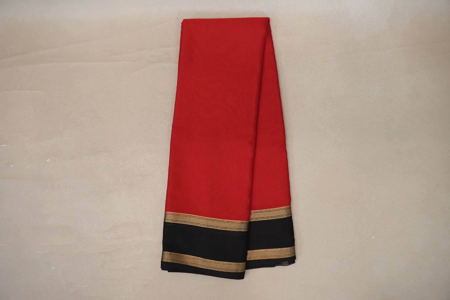 Online Bright Red with Black Borders Mysore Silk Saree