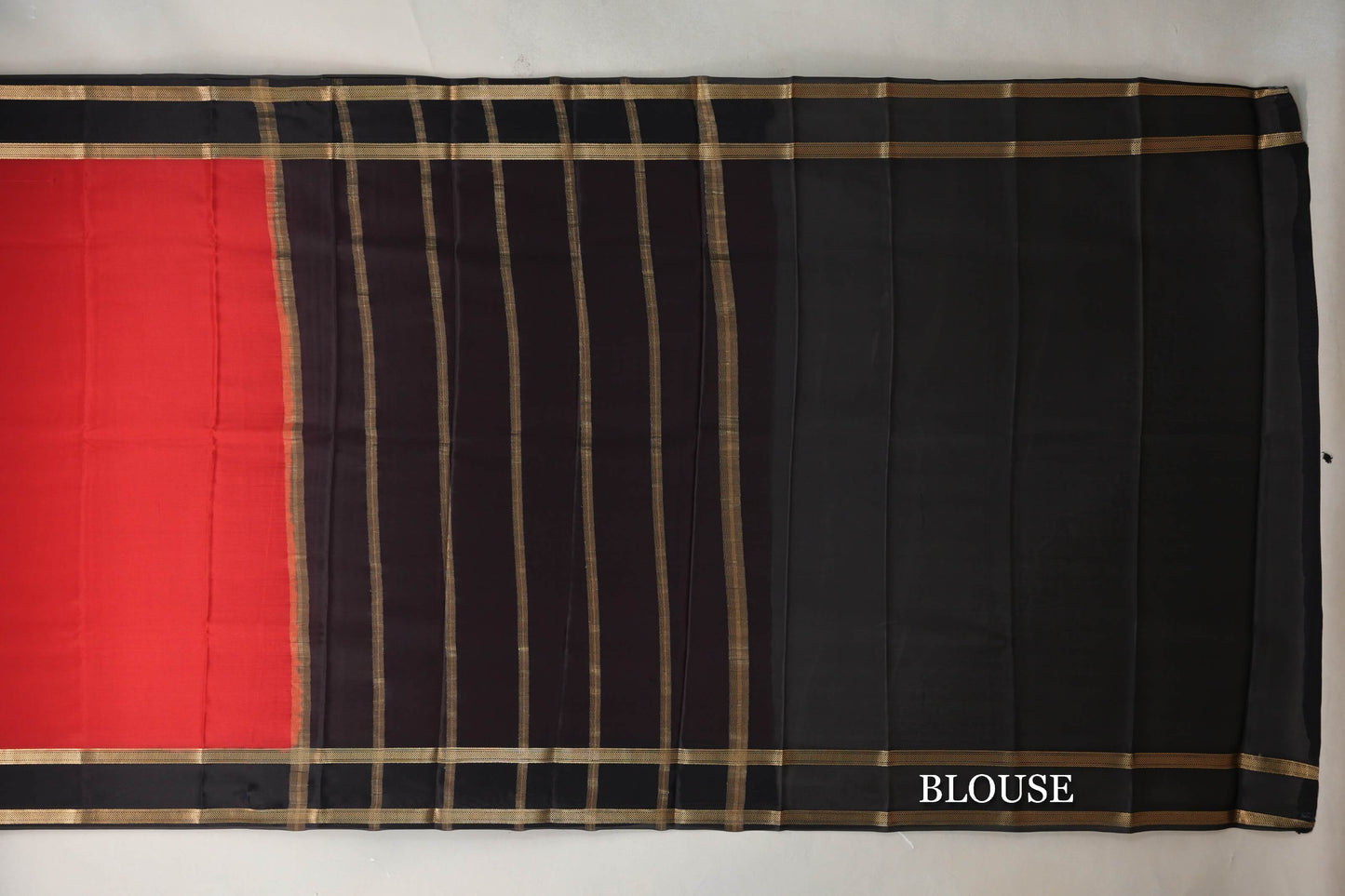 Bright Red with Black Borders Mysore Silk Saree blouse