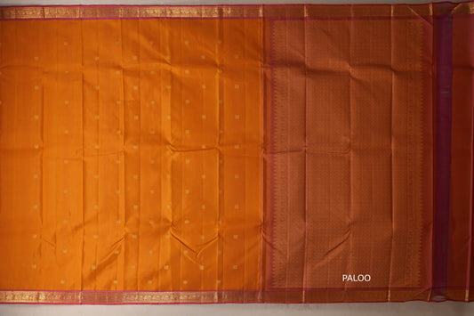 Mustard yellow Vintage Kanjivaram Silk Saree  paloo