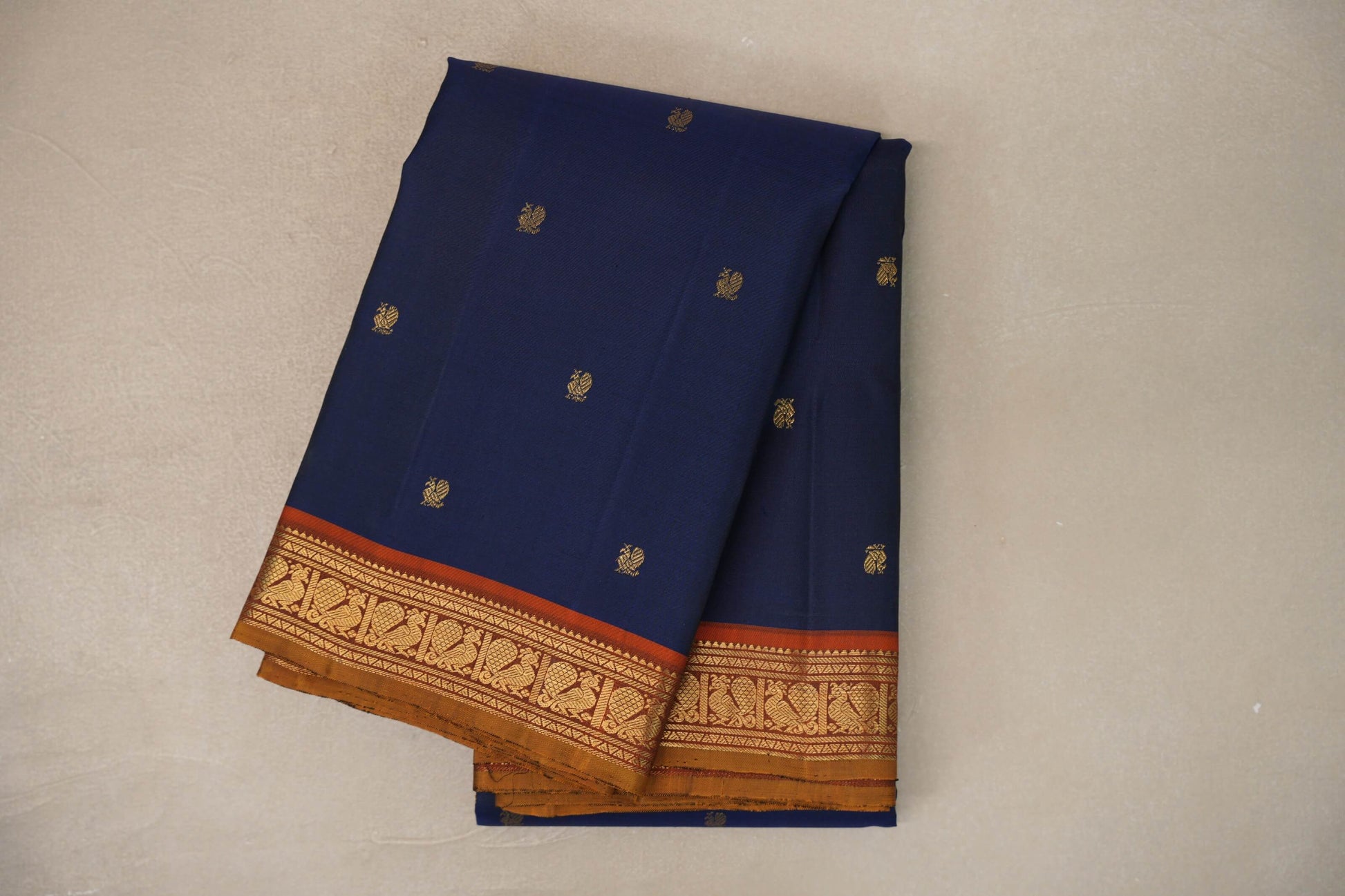 Navy Blue Vintage Kanjivaram Silk Saree