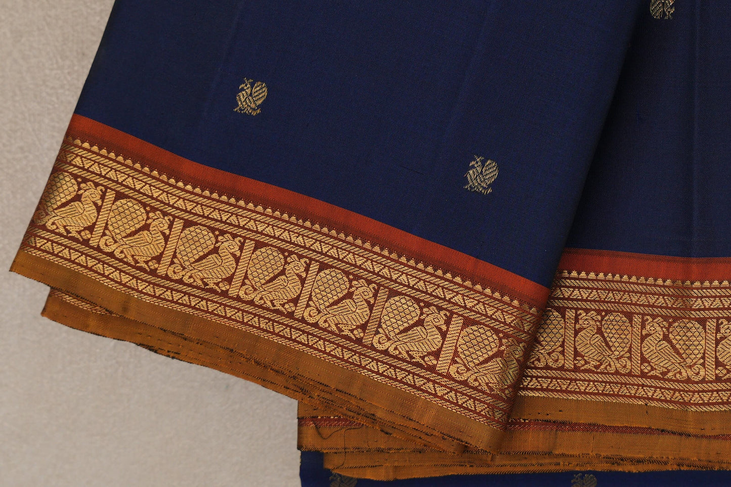 Navy Blue Vintage Kanjivaram Silk Saree border