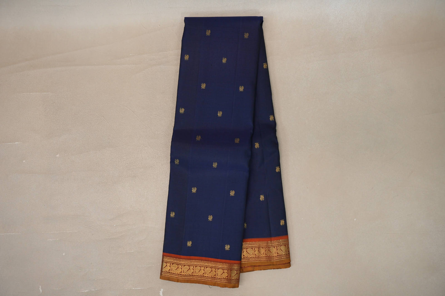 Online Navy Blue Vintage Kanjivaram Silk Saree