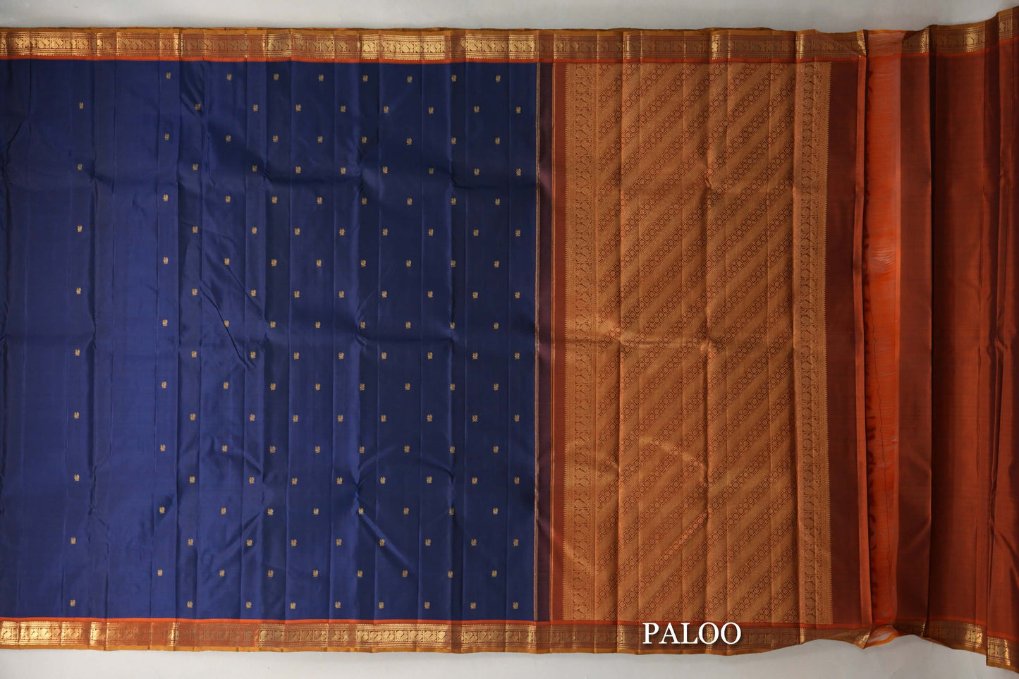Navy Blue Vintage Kanjivaram Silk Saree paloo