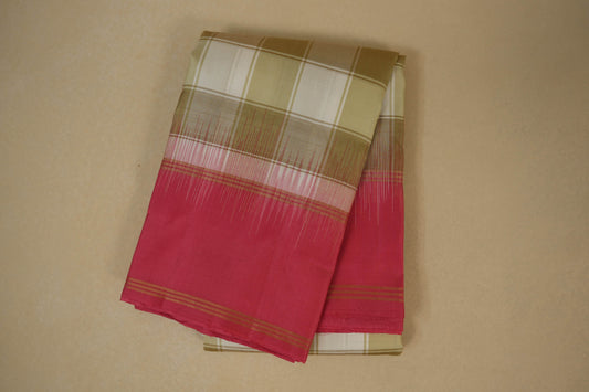 Multi color checked light weight kanjivaram silk saree