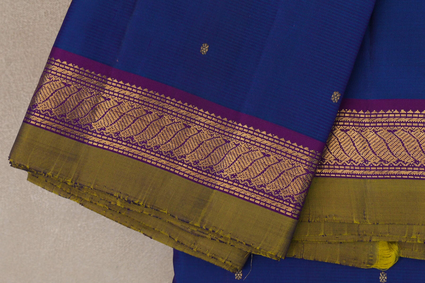 Classic Blue Vintage Kanjivaram Silk Saree border