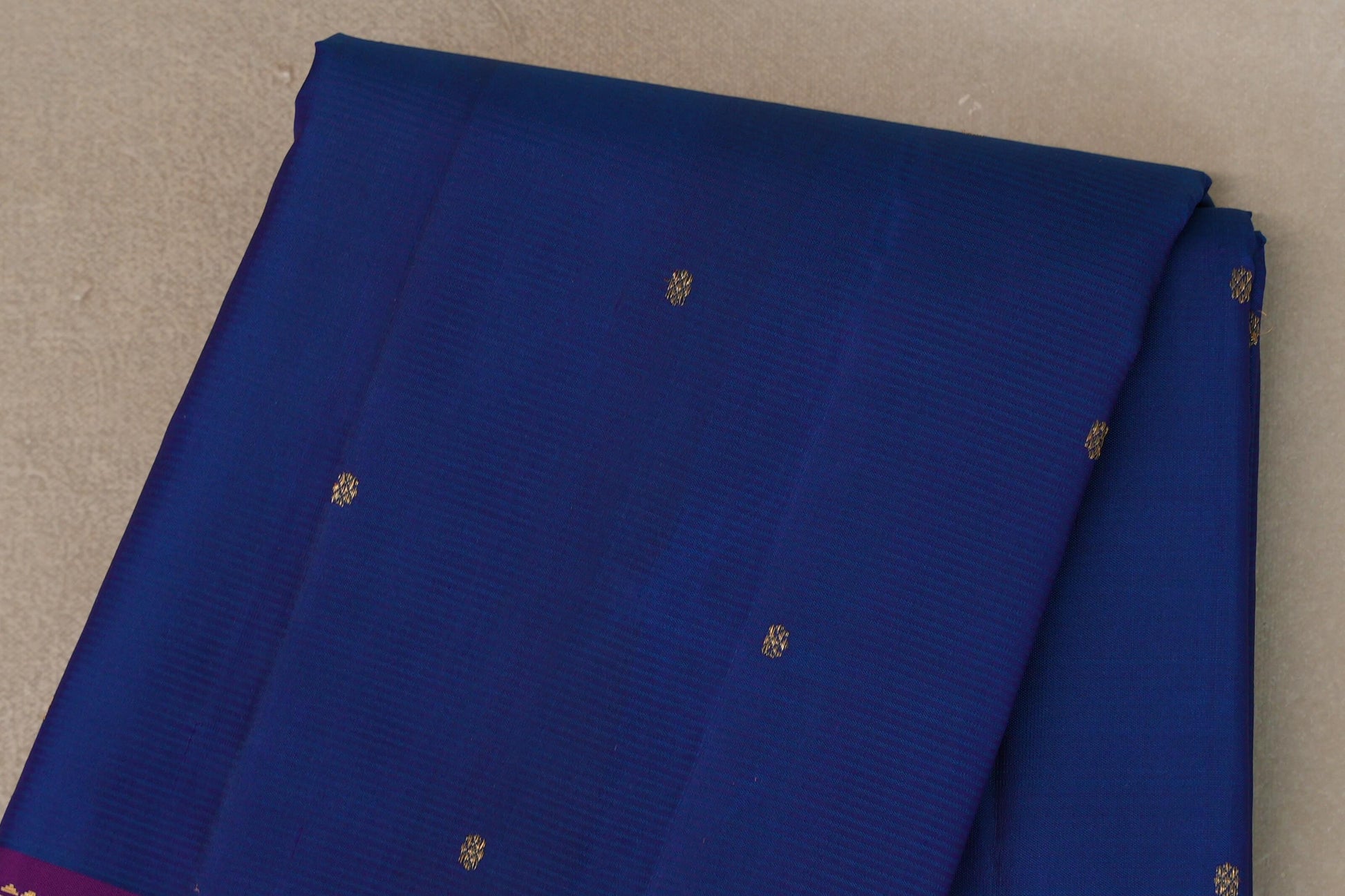 Classic Blue with Deep Magenta with Olive Yellow Borders Vintage Kanjivaram Silk Saree body