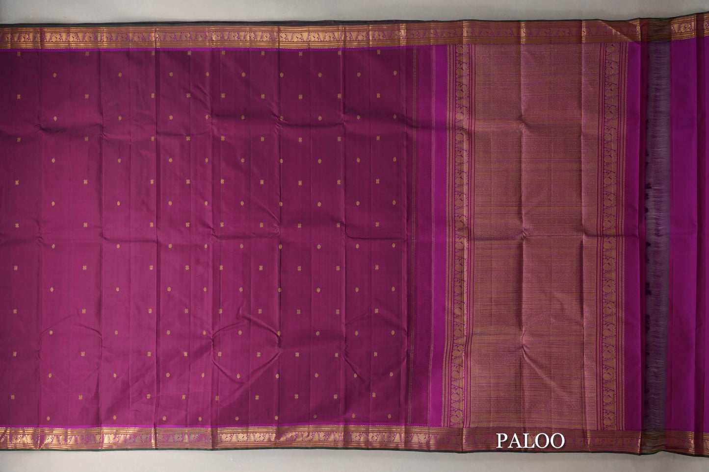 Deep Magenta Vintage Kanjivaram Silk Saree paloo
