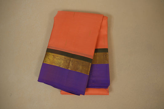 Peach pink light weight kanjivaram silk saree