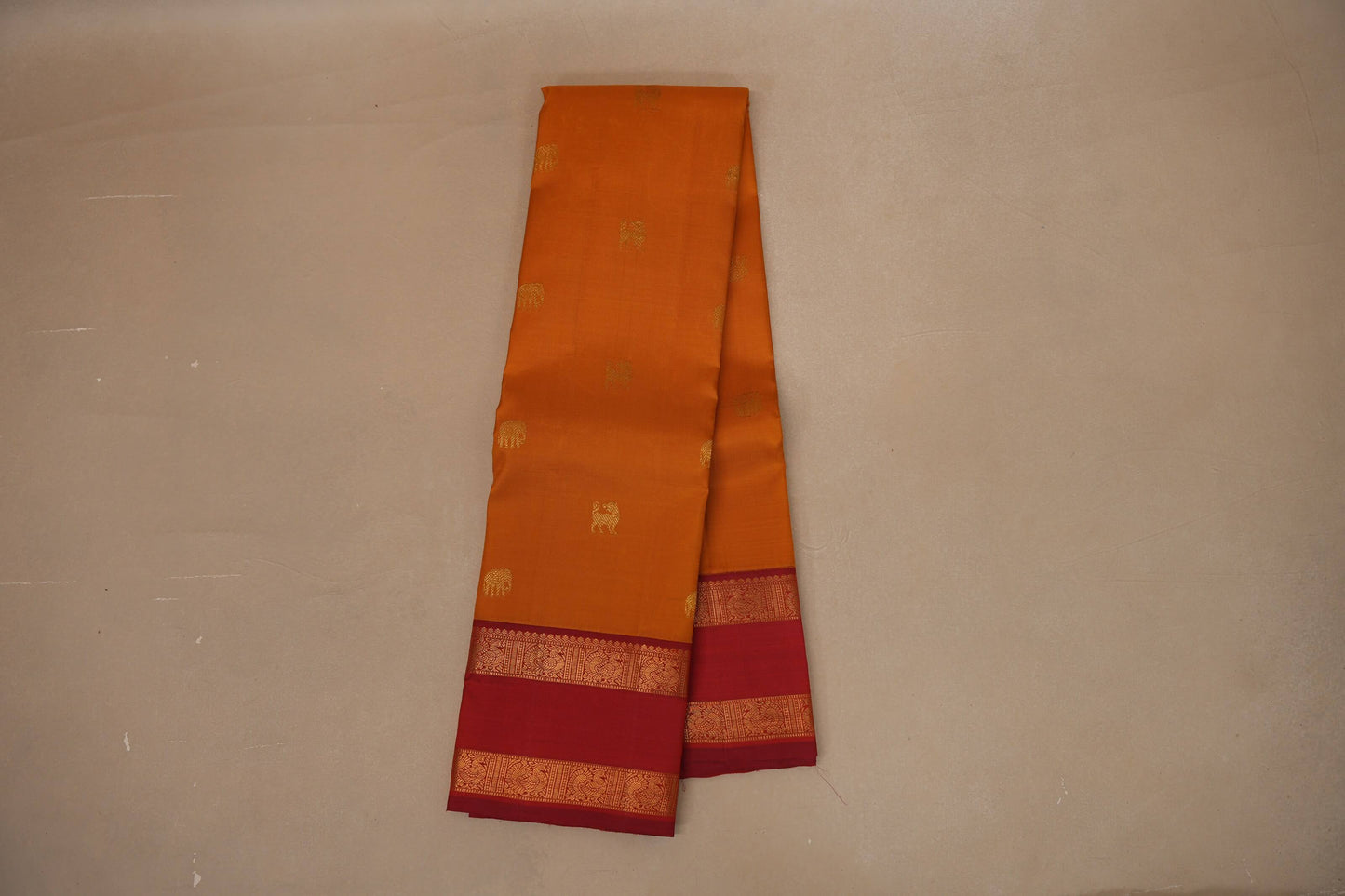 Mustard yellow Vintage Kanjivaram Silk Saree SS8694