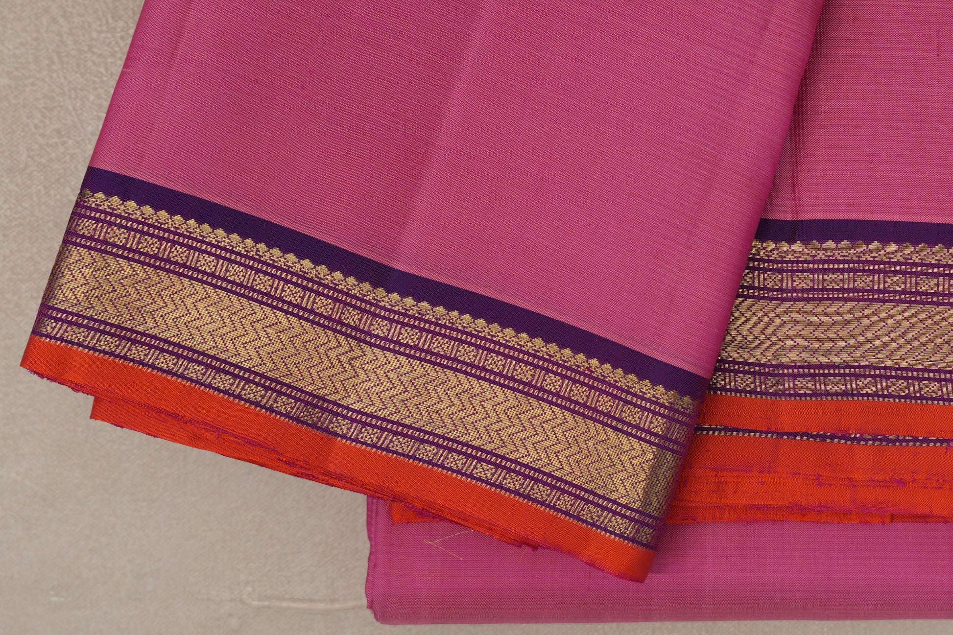 Rose Pink Vintage Kanjivaram Silk Saree border