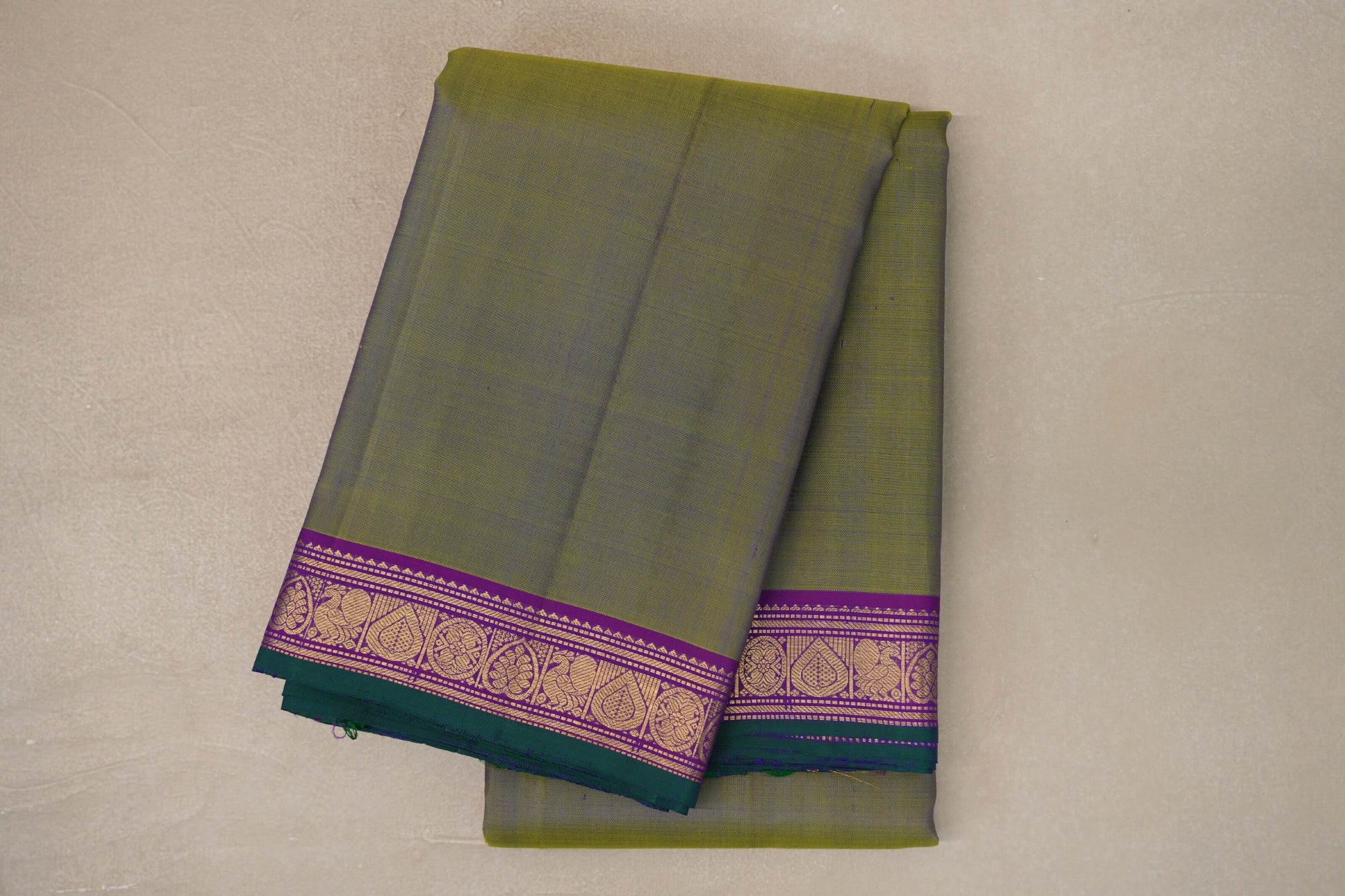 Dual Tone of Green & Blue Vintage Kanjivaram Silk Saree