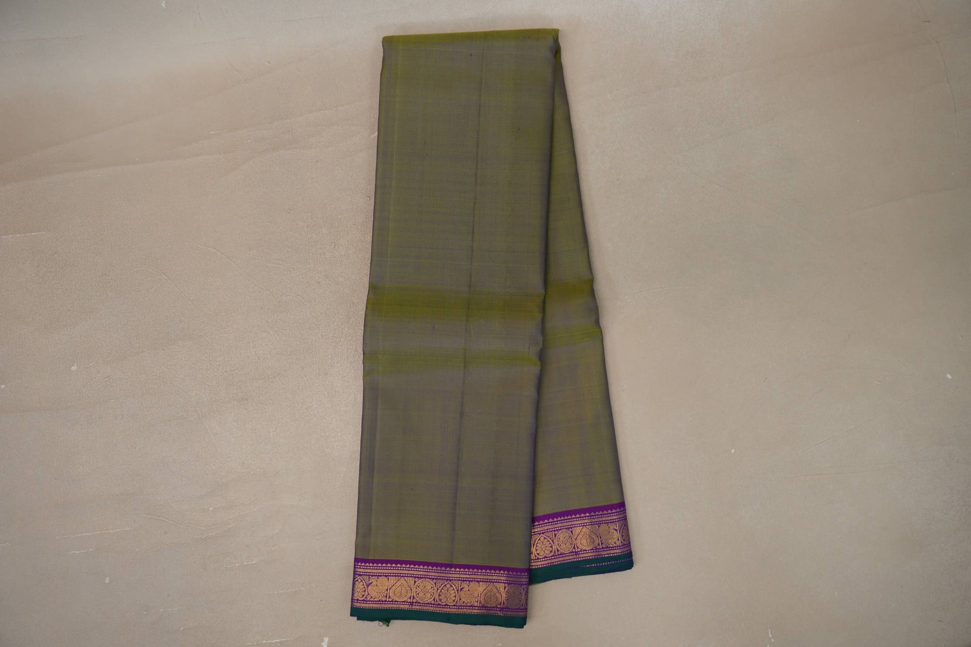 Online Dual Tone of Green & Blue Vintage Kanjivaram Silk Saree