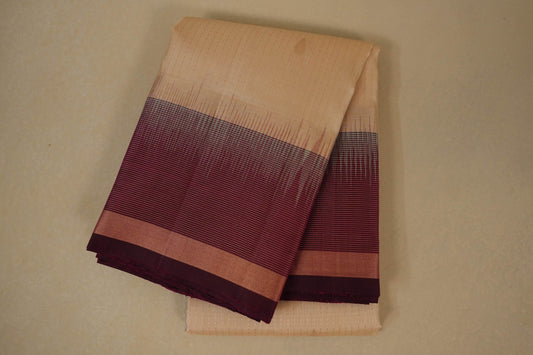 Cream light weight kanchipuram silk saree 