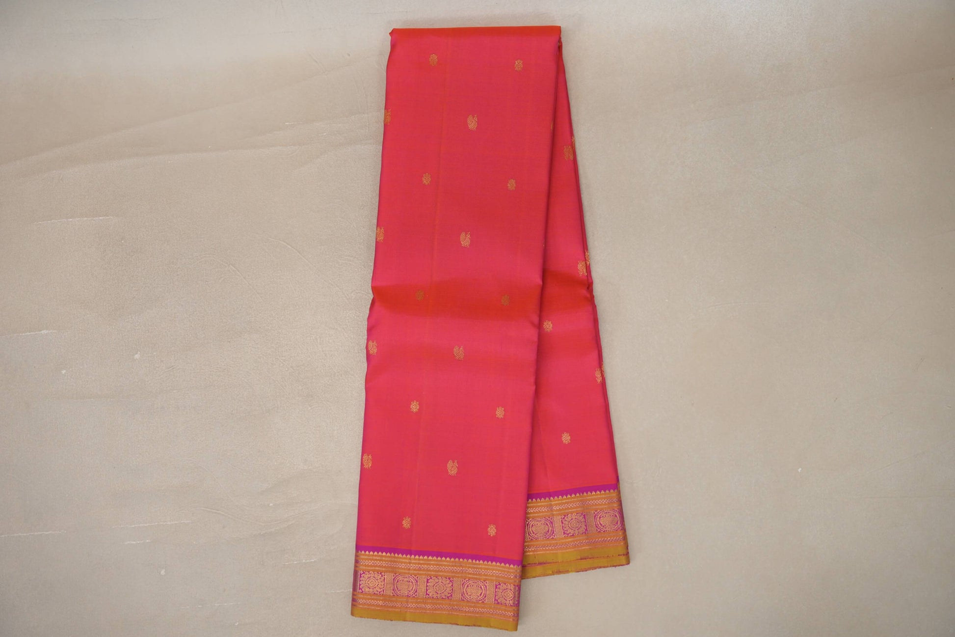 Online Dual Tone of Orange & Pink Vintage Kanjivaram Silk Saree