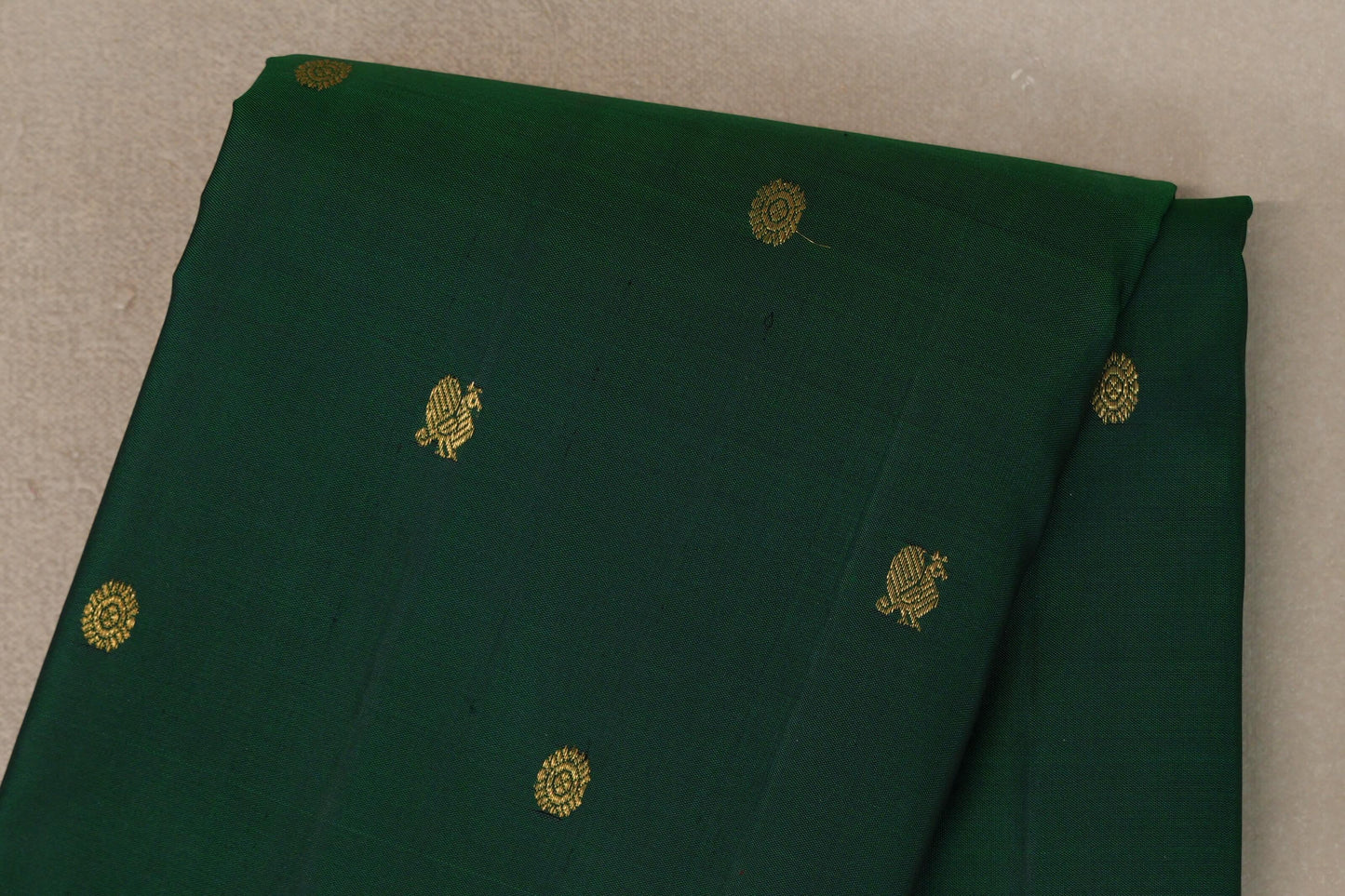 Bottle Green with Reddish Maroon Mustard Oil Selvedge Borders Vintage Kanjivaram Silk Saree body