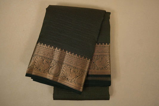 Bottle green light weight kanchipuram silk saree 