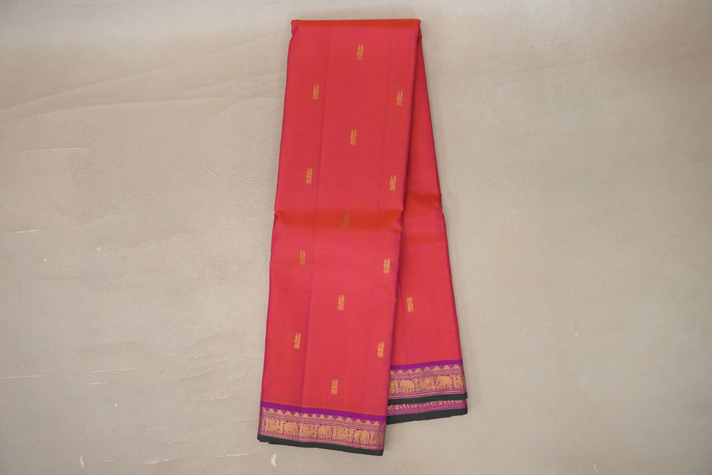 Online Dual Tone of Orange & Pink Vintage Kanjivaram Silk Saree