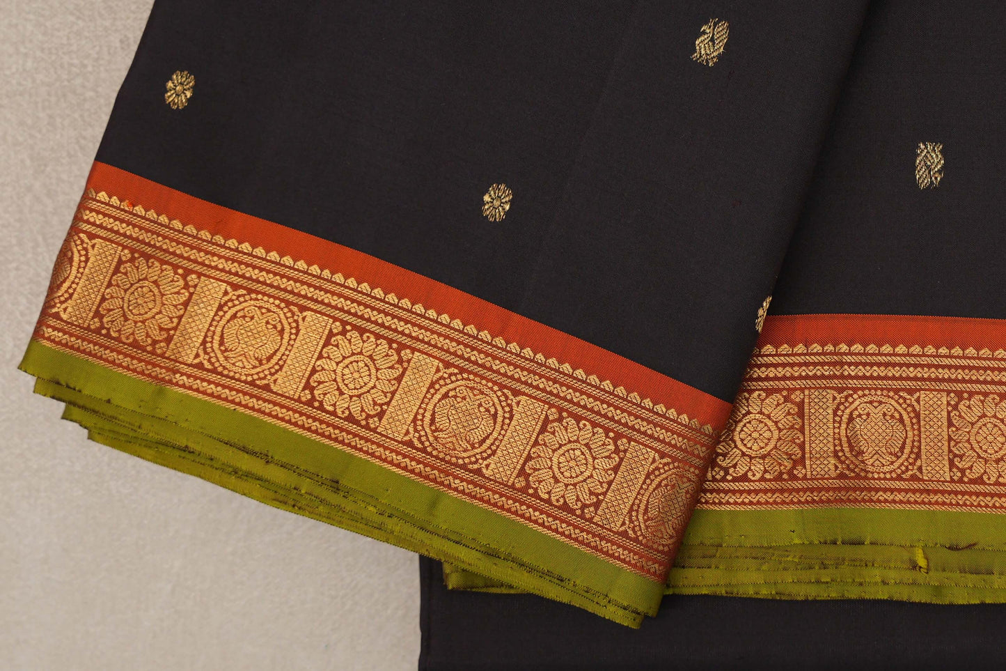Black Vintage Kanjivaram Silk Saree border