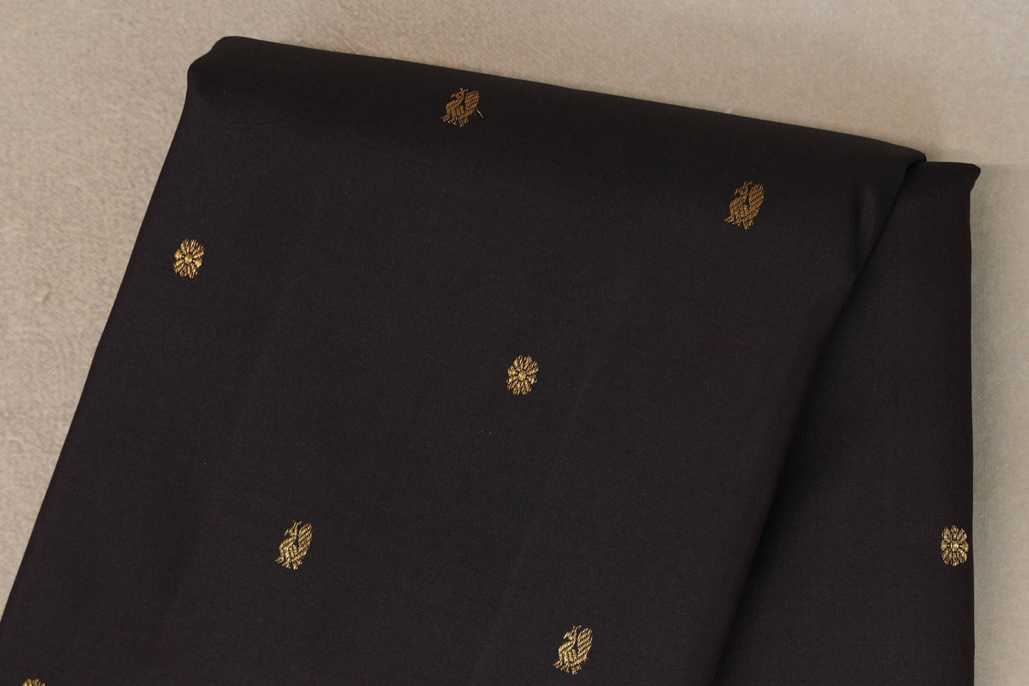 Black with Rust Orange with Olive Green selvedge Borders Vintage Kanjivaram Silk Saree body
